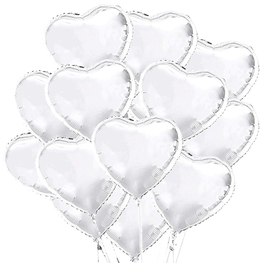 Silver heart-shaped balloons.